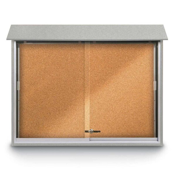 Outdoor Enclosed Combo Board, 72"x36", Bronze Frame/Green & Buff